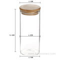 Wooden lid borosilicate airtight glass jar